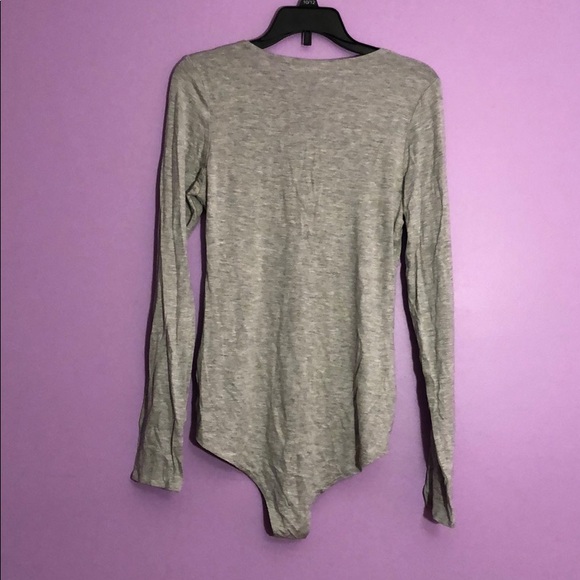 NWOT Gray Plunging Crisscross Neckline Bodysuit - Picture 5 of 5